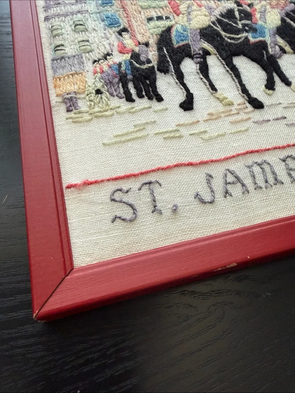 Embroidered St. James Palace London Wall Art - Red Frame